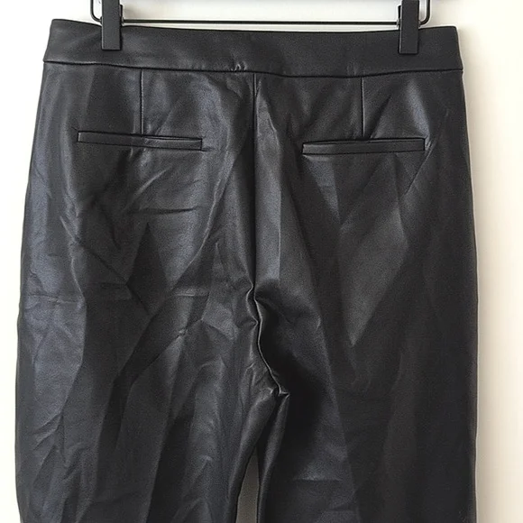 J. Crew Womens 8 Kate Straight Leg Faux Leather Black Pants Preppy City Neutral - Picture 6 of 8